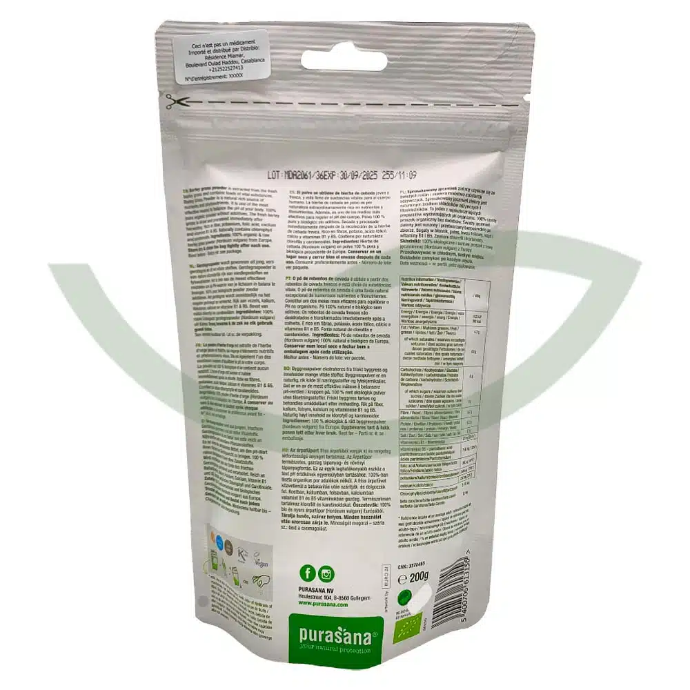 Poudre d’herbe d’orge – 200g – Purasana – Image 2
