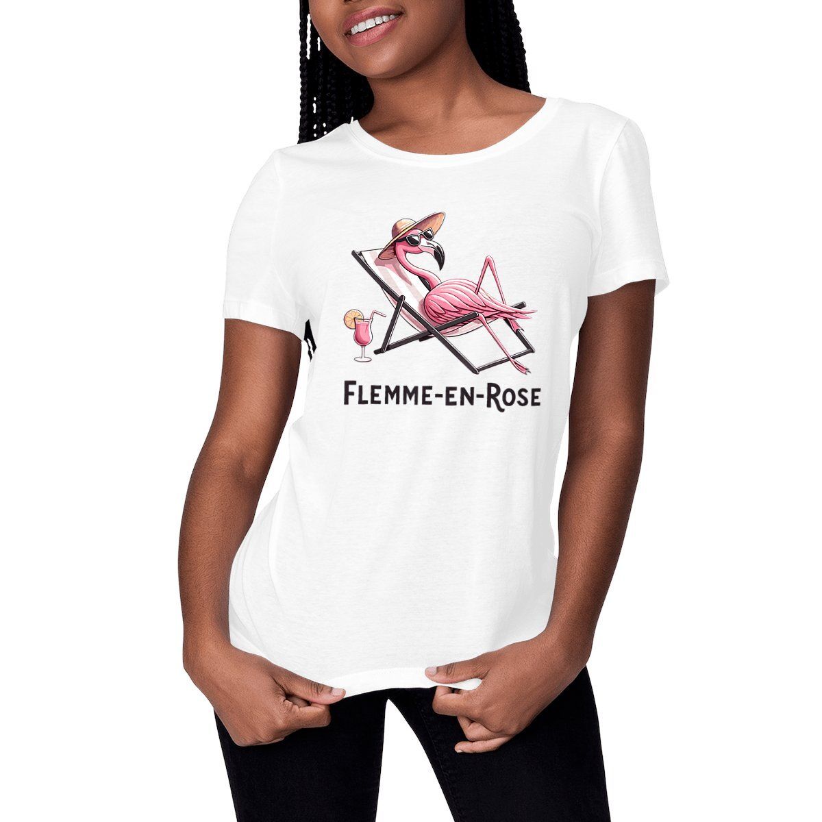 Tee Shirt « Flemme en rose » – Pour Femme – Image 7