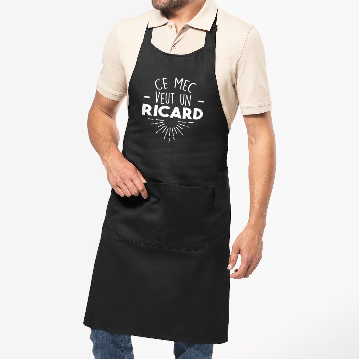 Tablier cuisine homme « Ce mec veut un ricard » – 100% coton bio – Image 2